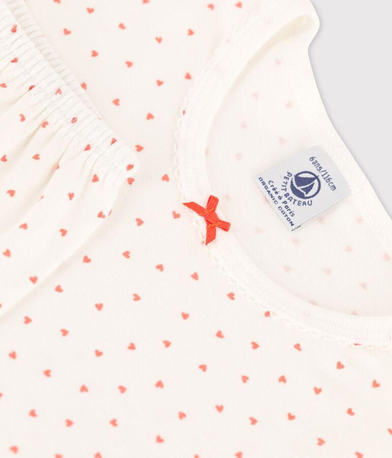 Pijama de corazoncitos de algod&oacute;n de ni&ntilde;a blanco MARSHMALLOW/ PAPAYE