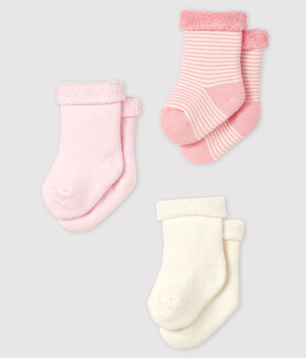 Tres calcetines de beb&eacute; de jersey multicolor