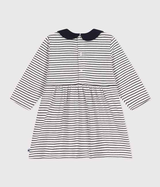 Vestido de manga larga de túbico de bebé blanco MARSHMALLOW/azul SMOKING