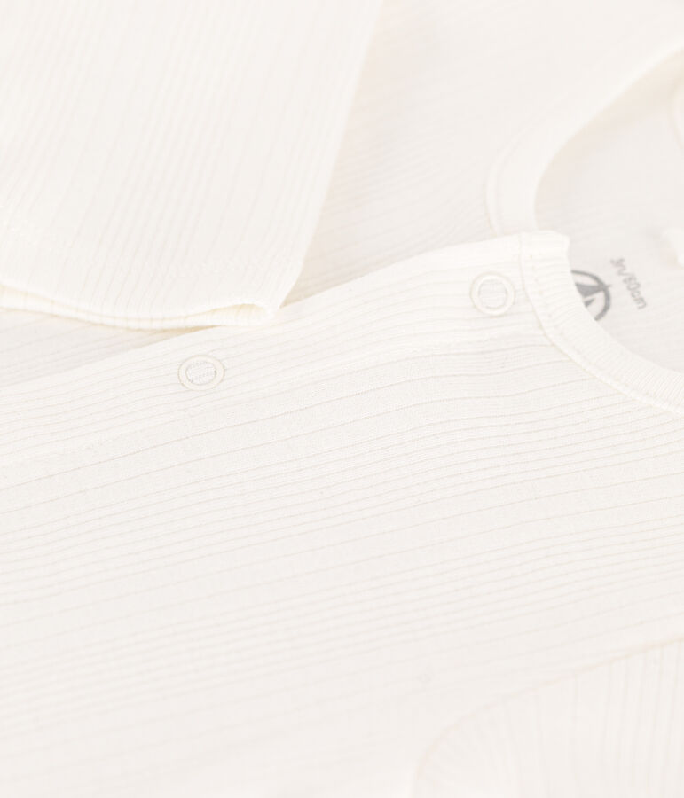 Pelele de punto desagujado de algod&oacute;n blanco