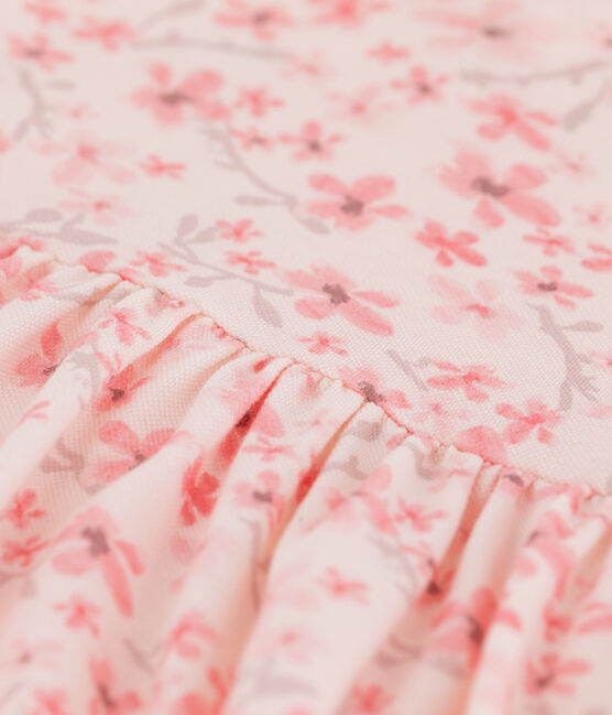 Vestido de celebración de punto de piqué de niña rosa FLEUR/blanco MULTICO