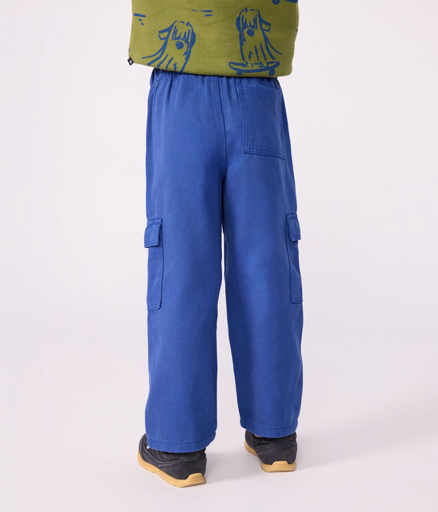 Pantal&oacute;n infantil cargo liso de lyocell azul