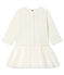 Vestido bimaterial de manga larga para bebé niña blanco MARSHMALLOW CN