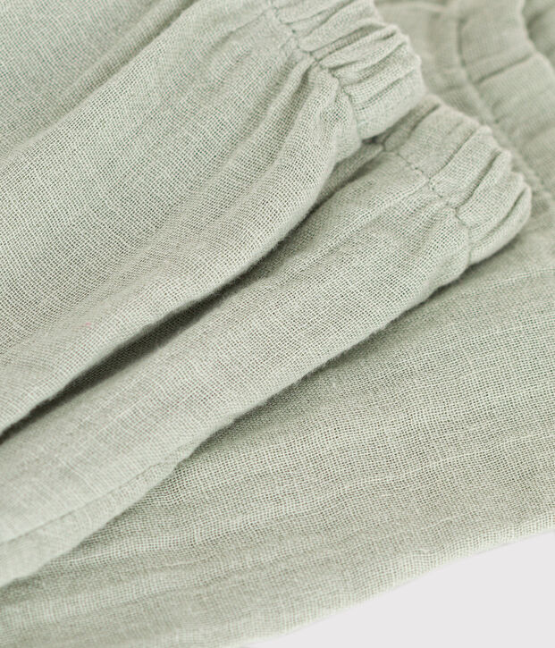 Pantal&oacute;n de gasa de algod&oacute;n para beb&eacute; verde