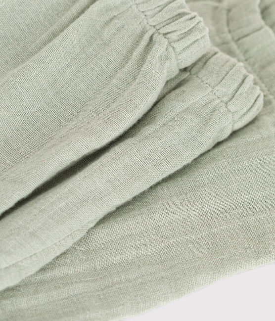 Pantalón de gasa de algodón para bebé verde HERBIER