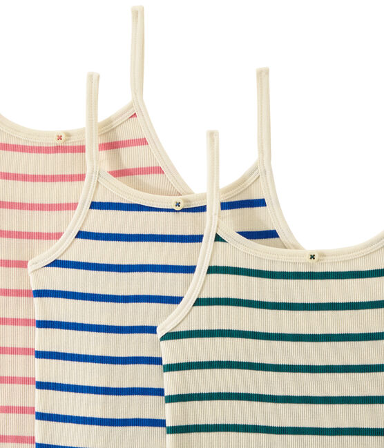Lote de 3 camisetas de tirantes nina blanco .