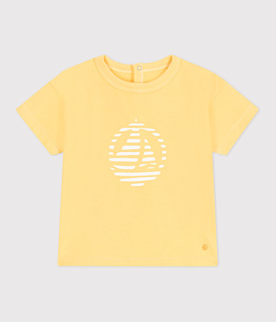 Camiseta lisa de manga corta de algodón para bebé amarillo ORGE