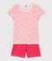 Pijama corto de algodón con estampado de flores de niña blanco MARSHMALLOW/rosa GRETEL