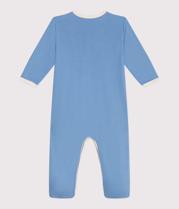 Pijama de algod&oacute;n liso para beb&eacute; azul