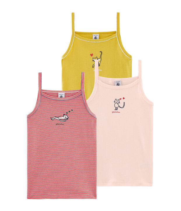 Tr&iacute;o de camisas de tirantes para ni&ntilde;a multicolor