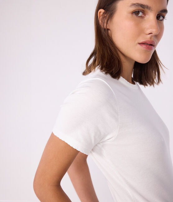 Camiseta L'ICONIQUE de algodón de punto cocotte para mujer blanco ECUME