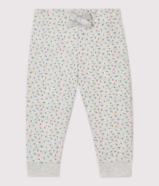 Pantalón de muletón de bebé. gris BELUGA/blanco MULTICO