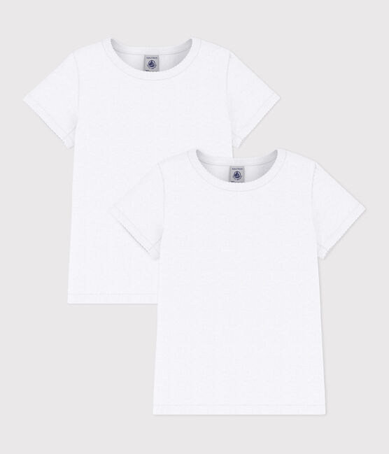 Lote de 2 camisetas blancas de manga corta de niña variante 1
