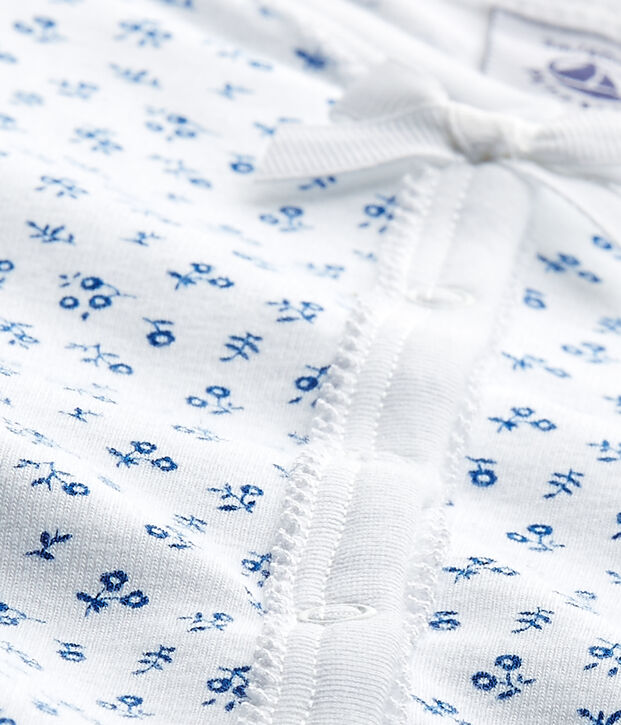 Pijama estampado para beb&eacute; ni&ntilde;a blanco/azul