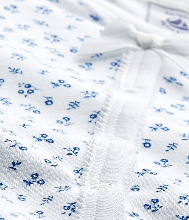 Pijama estampado para beb&eacute; ni&ntilde;a blanco ECUME/azul BLEU