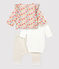 Conjunto de 3 prendas con estampado de flores de bebé niña de lana y algodón orgánico beige MONTELIMAR/blanco MULTICO