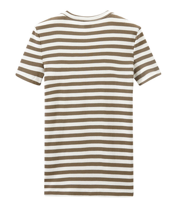 Camiseta de mujer en canal&eacute; original de rayas marron/blanco