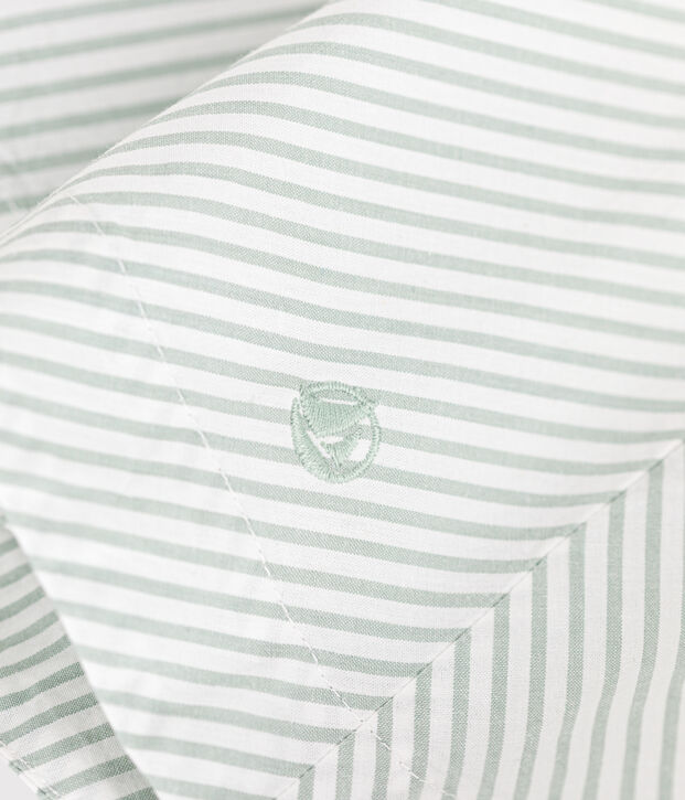 Vestido infantil sin mangas de algod&oacute;n a rayas verde/blanco