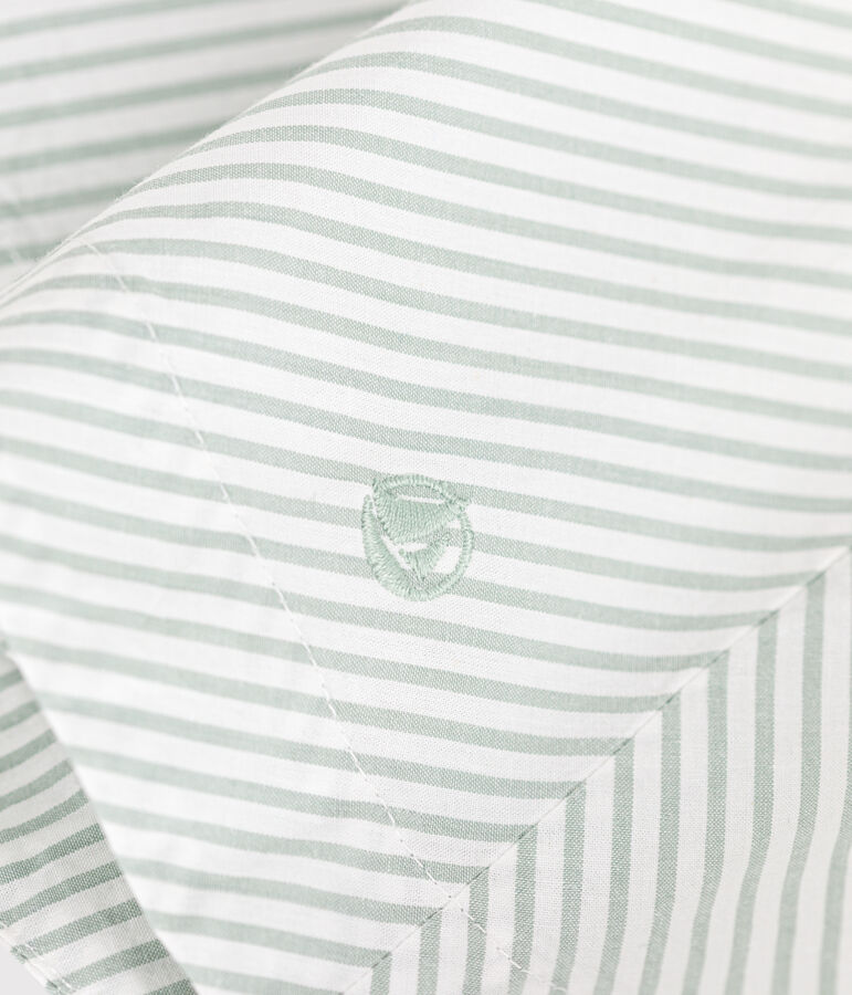 Vestido infantil sin mangas de algod&oacute;n a rayas verde/blanco