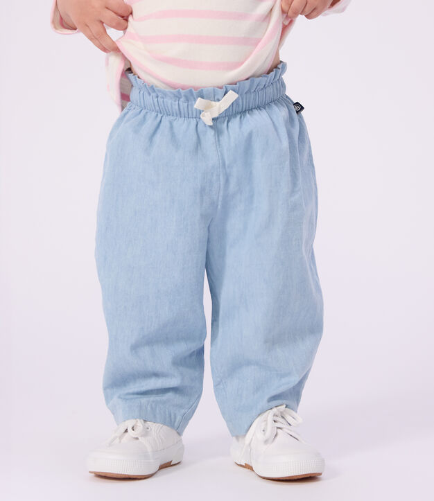Pantal&oacute;n de chambray para beb&eacute; azul