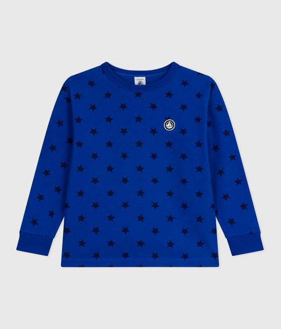 Camiseta infantil de algodón de manga larga con estampado azul OLYMPIC+SOIR