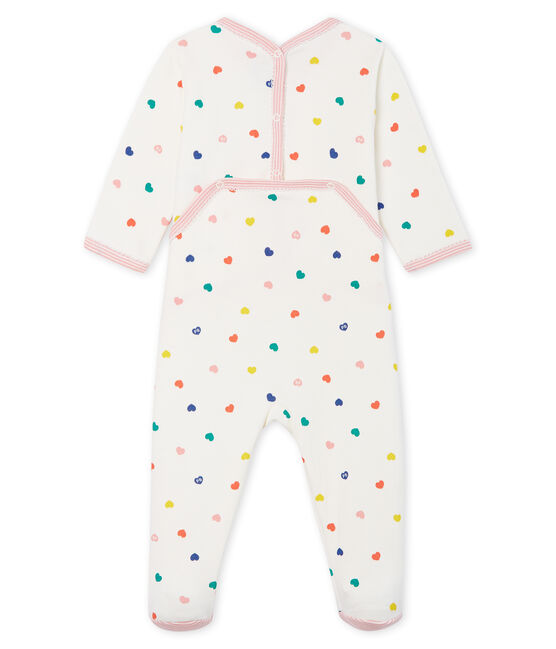 Pijama de muletón para bebé niña blanco MARSHMALLOW/blanco MULTICO
