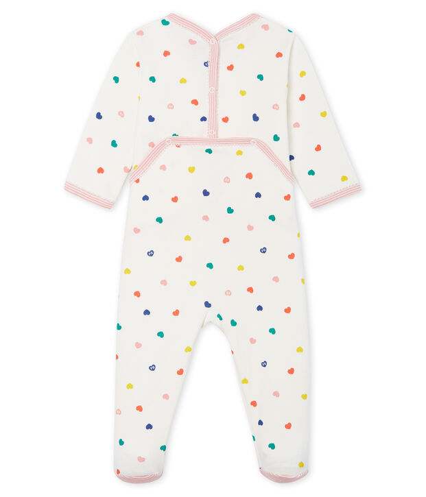 Pijama de mulet&oacute;n para beb&eacute; ni&ntilde;a blanco/multicolor