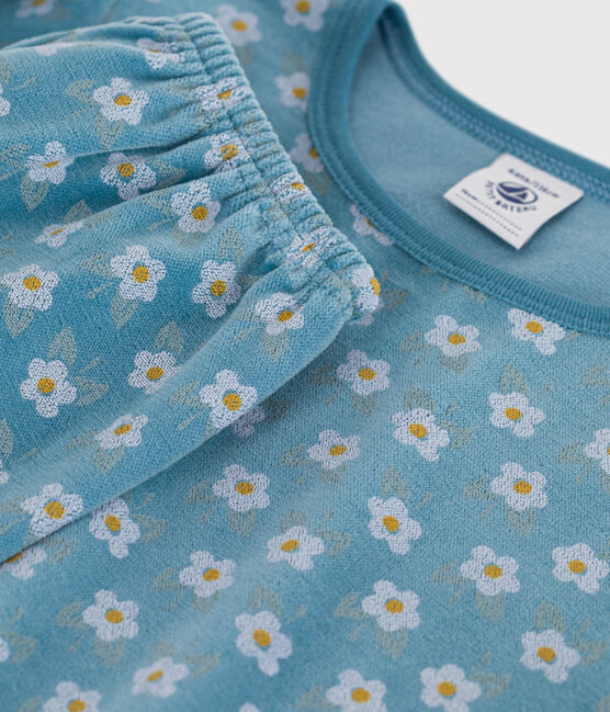 Pijama de terciopelo con flor para niña POLOCHON/ MULTICO