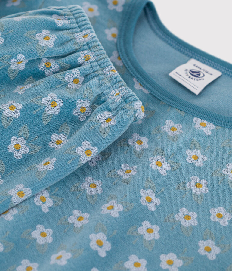 Pijama de terciopelo con flor para ni&ntilde;a azul/multicolor