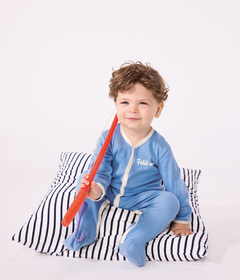 Pijama de algod&oacute;n liso para beb&eacute; azul