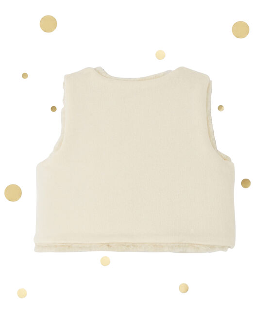 Chaleco de bebé niña reversible beige COQUILLE
