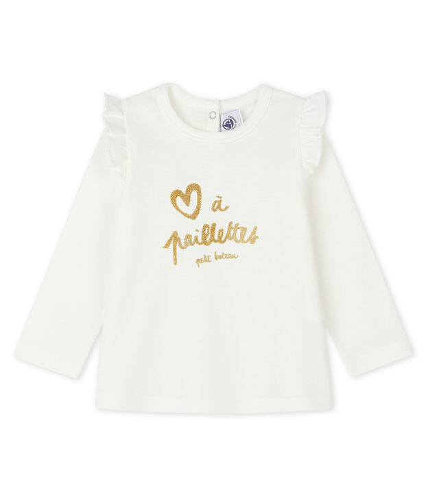 Blusa de manga larga para beb&eacute; ni&ntilde;a blanco