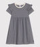 Vestido de manga corta de algodón a rayas para niña azul SMOKING/blanco MARSHMALLOW