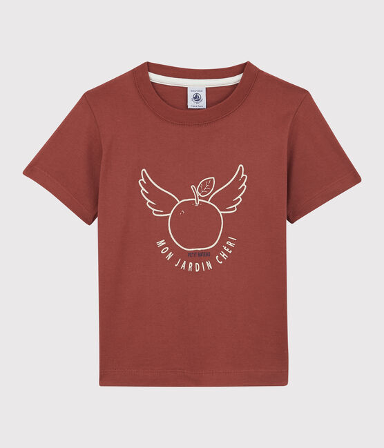 Camiseta de manga corta de algodón de niño marron OMBRIE