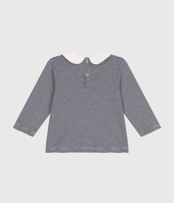 Blusa de algodón con cuello para bebé azul SMOKING/blanco MARSHMALLOW