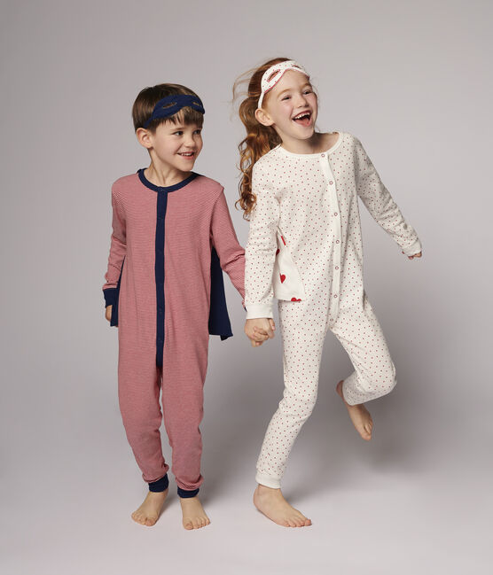 Mono disfraz de superhéroe de algodón ecológico de niño rojo TERKUIT/blanco MARSHMALLOW
