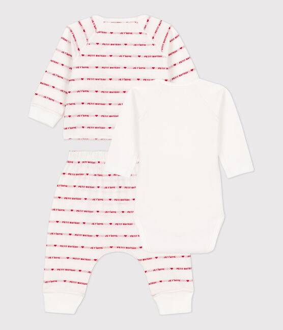 Conjunto de 2 piezas de Jacquard de punto de algodón ecológico para bebé blanco MARSHMALLOW/rojo TERKUIT