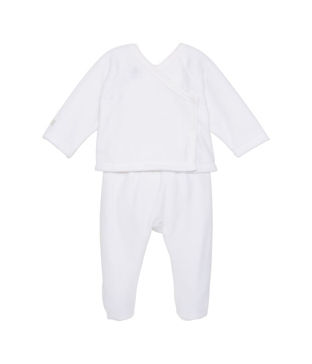 Unisex baby top and trouser set blanco/gris