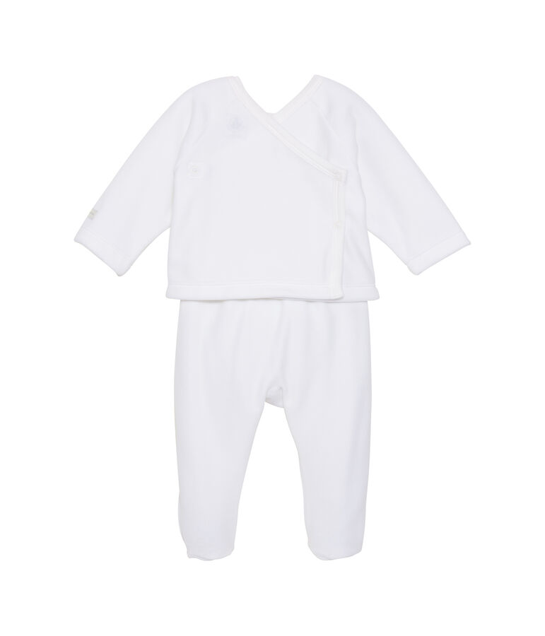 Unisex baby top and trouser set blanco/gris