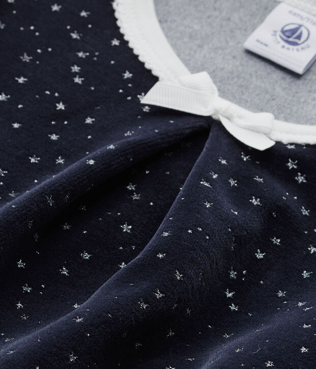 Chemise de nuit fille en bouclette velours azul/gris