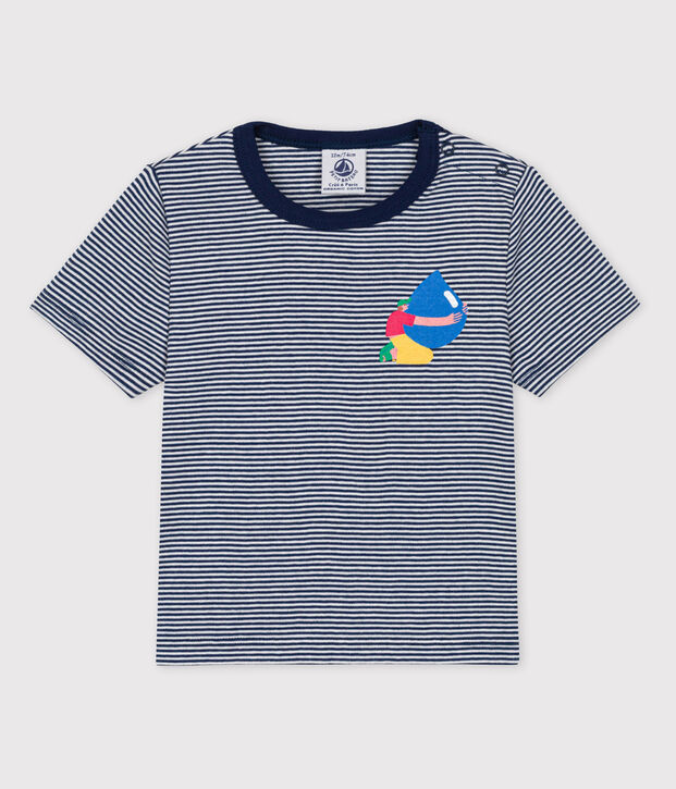 Camiseta Beb&eacute; Petit Bateau x Water Family azul/blanco