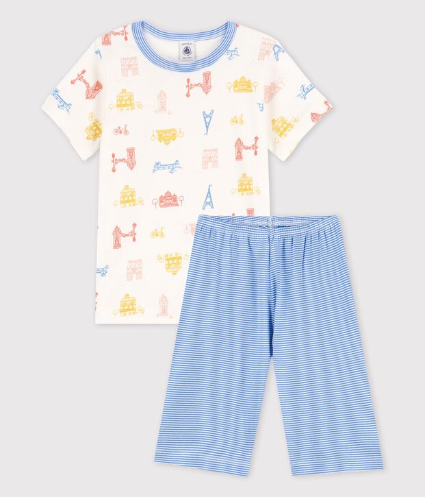 Pijama de Par&iacute;s de ni&ntilde;o de algod&oacute;n blanco/multicolor