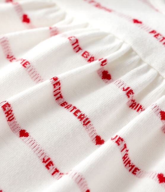 Vestido-bodi de Jacquard de algodón ecológico para bebé blanco MARSHMALLOW/rojo TERKUIT