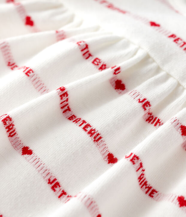Vestido-bodi de Jacquard de algod&oacute;n ecol&oacute;gico para beb&eacute; blanco/rojo