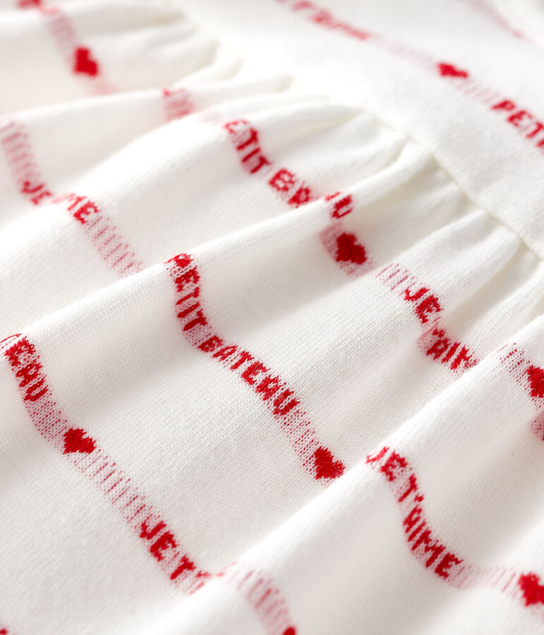 Vestido-bodi de Jacquard de algod&oacute;n ecol&oacute;gico para beb&eacute; blanco/rojo