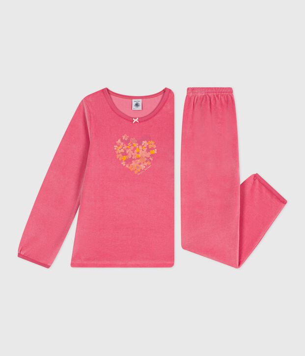 Pijama infantil de terciopelo rosa