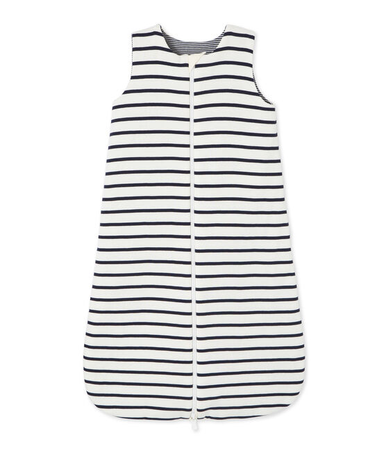 Saco reversible de punto para bebé beige COQUILLE/azul ABYSSE