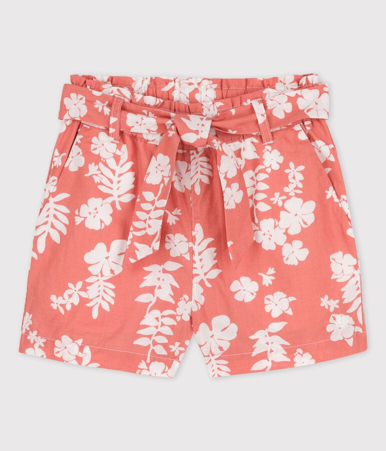 Shorts de popelina para ni&ntilde;a rosa/blanco