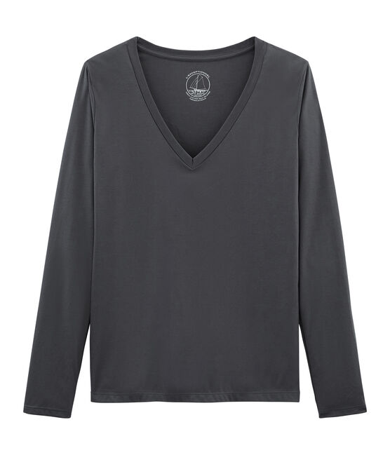 Camiseta manga larga de algodón sea island para mujer gris MAKI