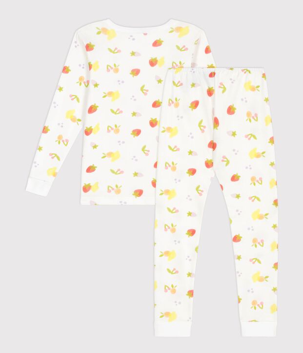 Pijama infantil muy ajustado de algod&oacute;n con estampado de frutas blanco/multicolor